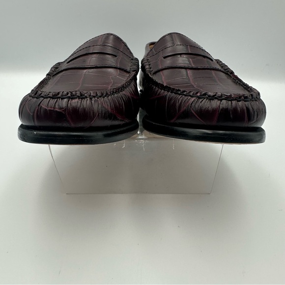 Bass Weejuns Women’s Diane Leather Croc Embossed Burgundy Oxblood Penny Size 7M - Picture 3 of 12